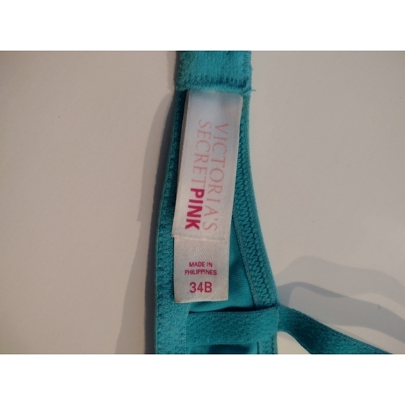 Pink Victoria's Secret turquoise plunge push up underwire bra size 34B - Picture 9 of 9
